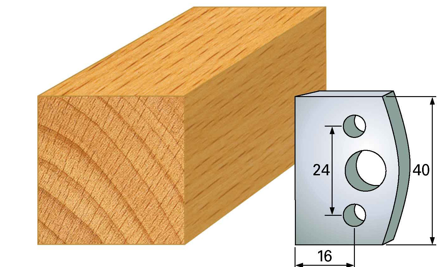 Frees- en keermessen voor universeel freeskoppen 40x4 mm Type: M0