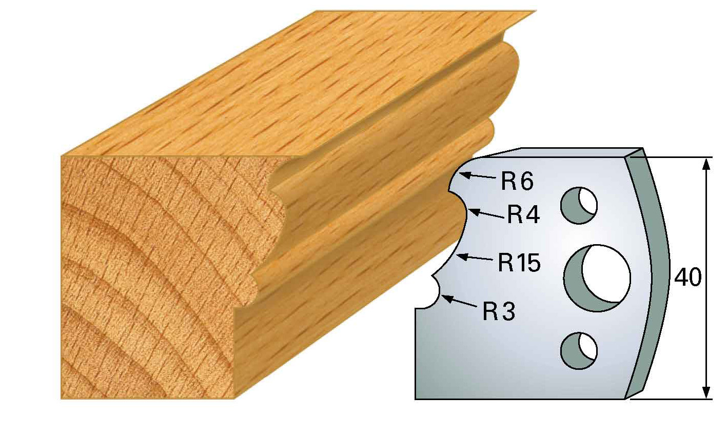 Frees- en keermessen voor universeel freeskoppen 40x4 mm Type: M101