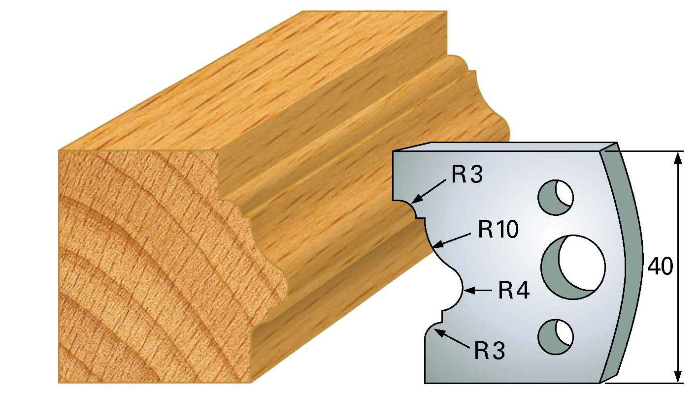 Frees- en keermessen voor universeel freeskoppen 40x4 mm Type: M102