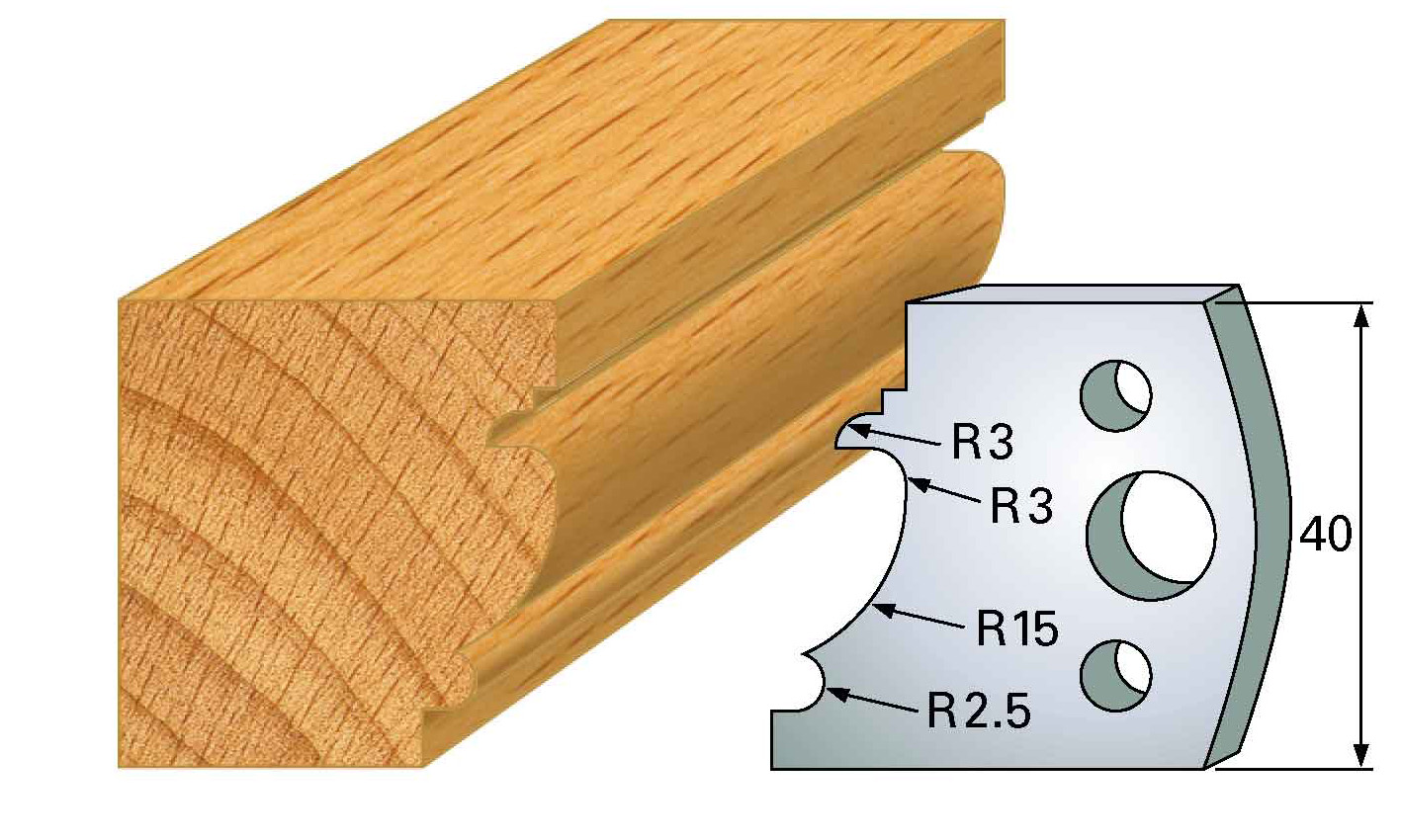 Frees- en keermessen voor universeel freeskoppen 40x4 mm Type: M121