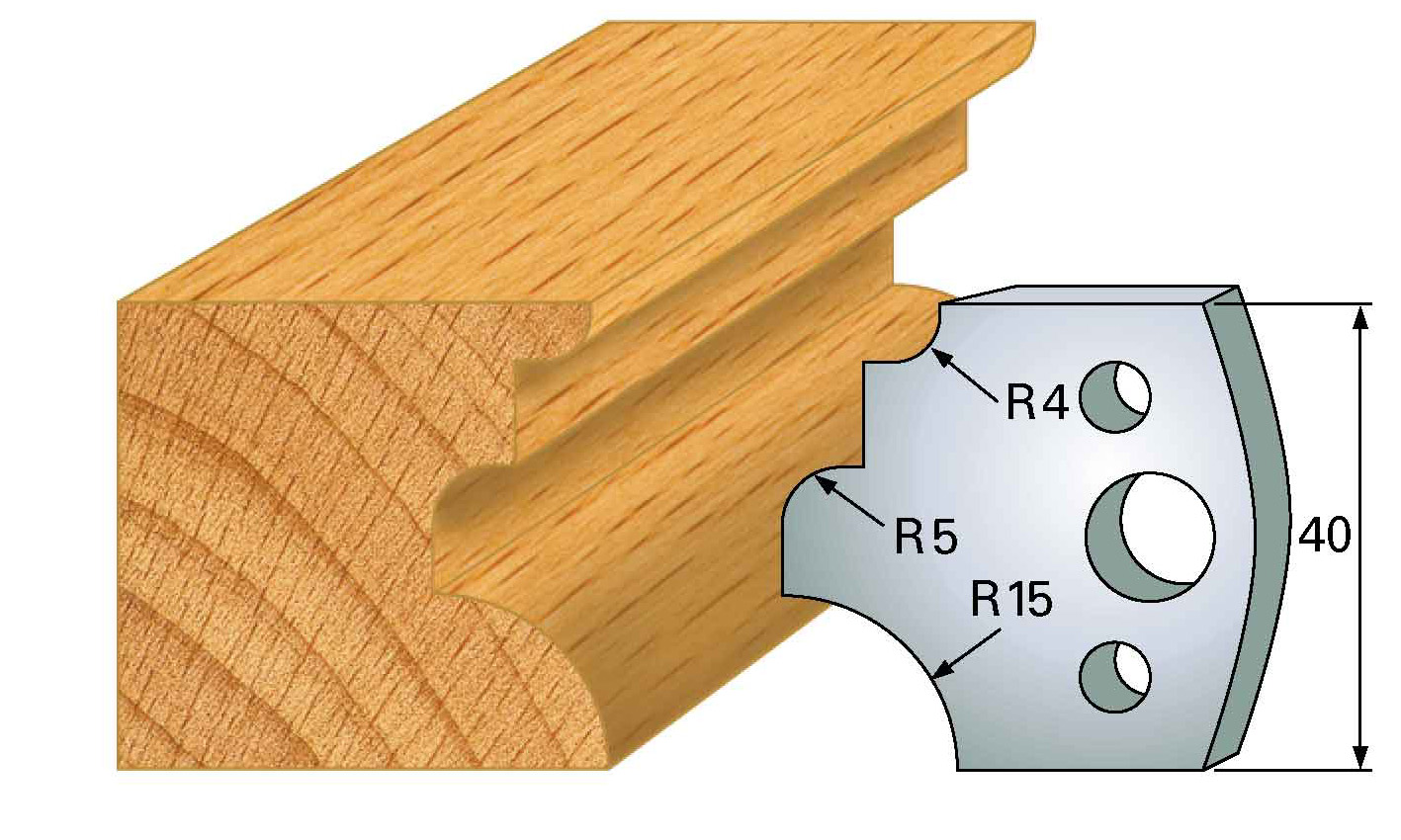 Frees- en keermessen voor universeel freeskoppen 40x4 mm Type: M129