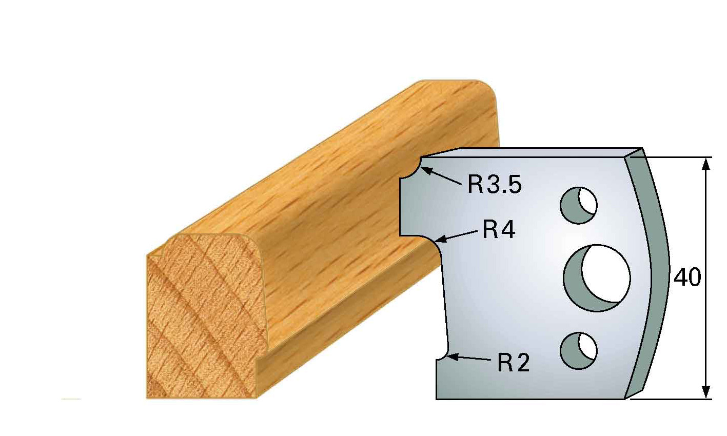 Frees- en keermessen voor universeel freeskoppen 40x4 mm Type: M130