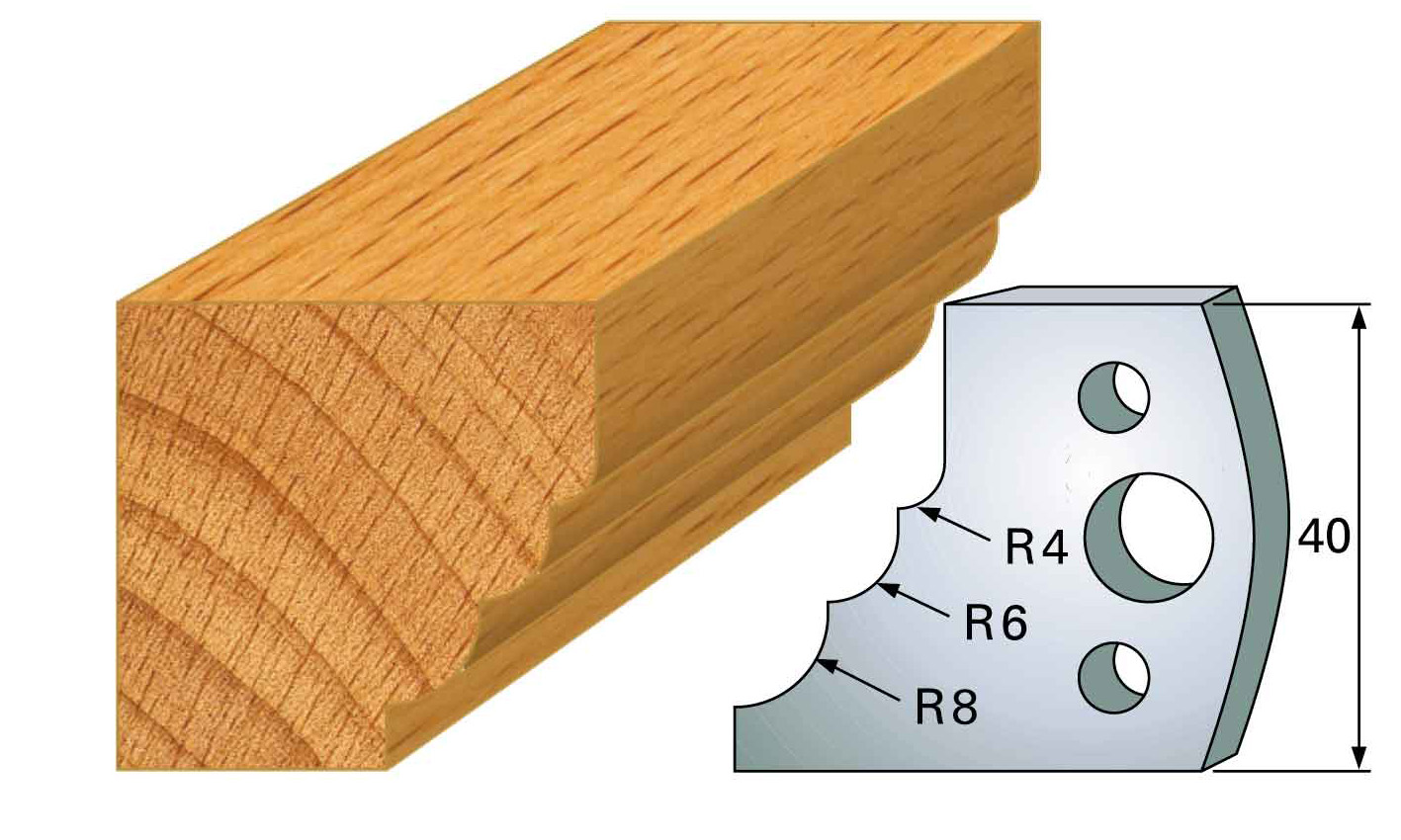 Frees- en keermessen voor universeel freeskoppen 40x4 mm Type: M132