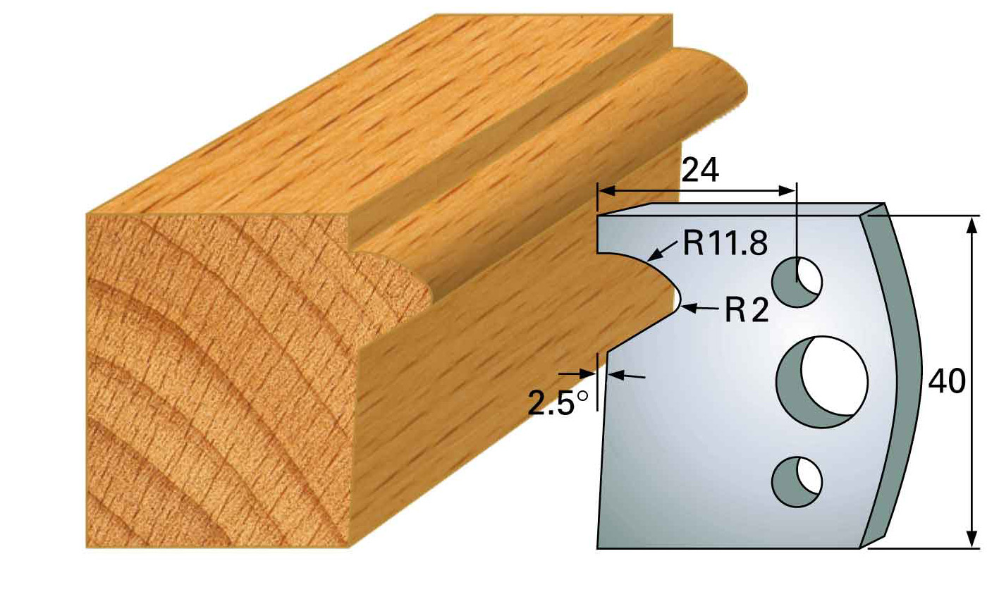 Frees- en keermessen voor universeel freeskoppen 40x4 mm Type: M135