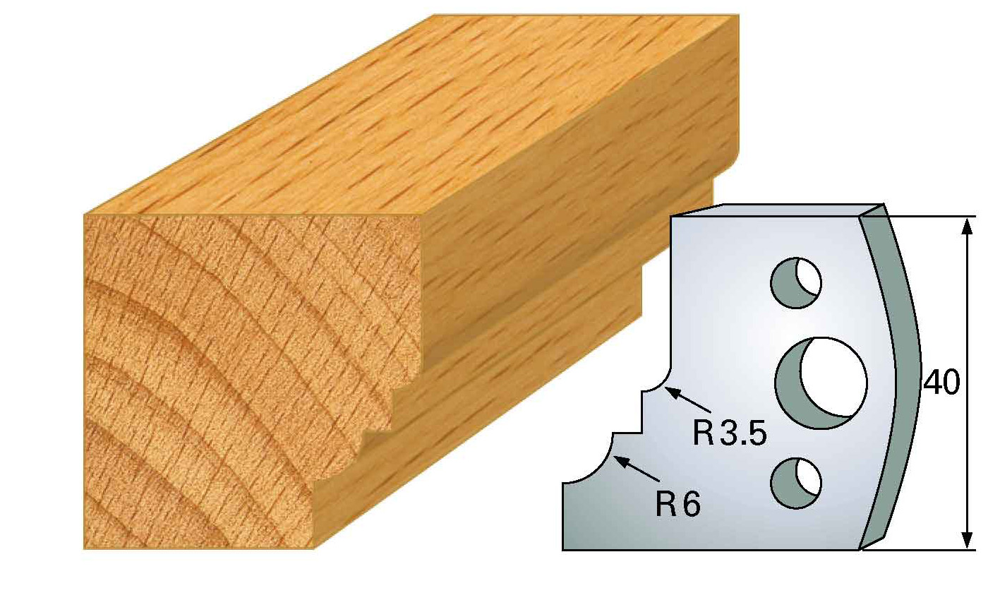 Frees- en keermessen voor universeel freeskoppen 40x4 mm Type: M19