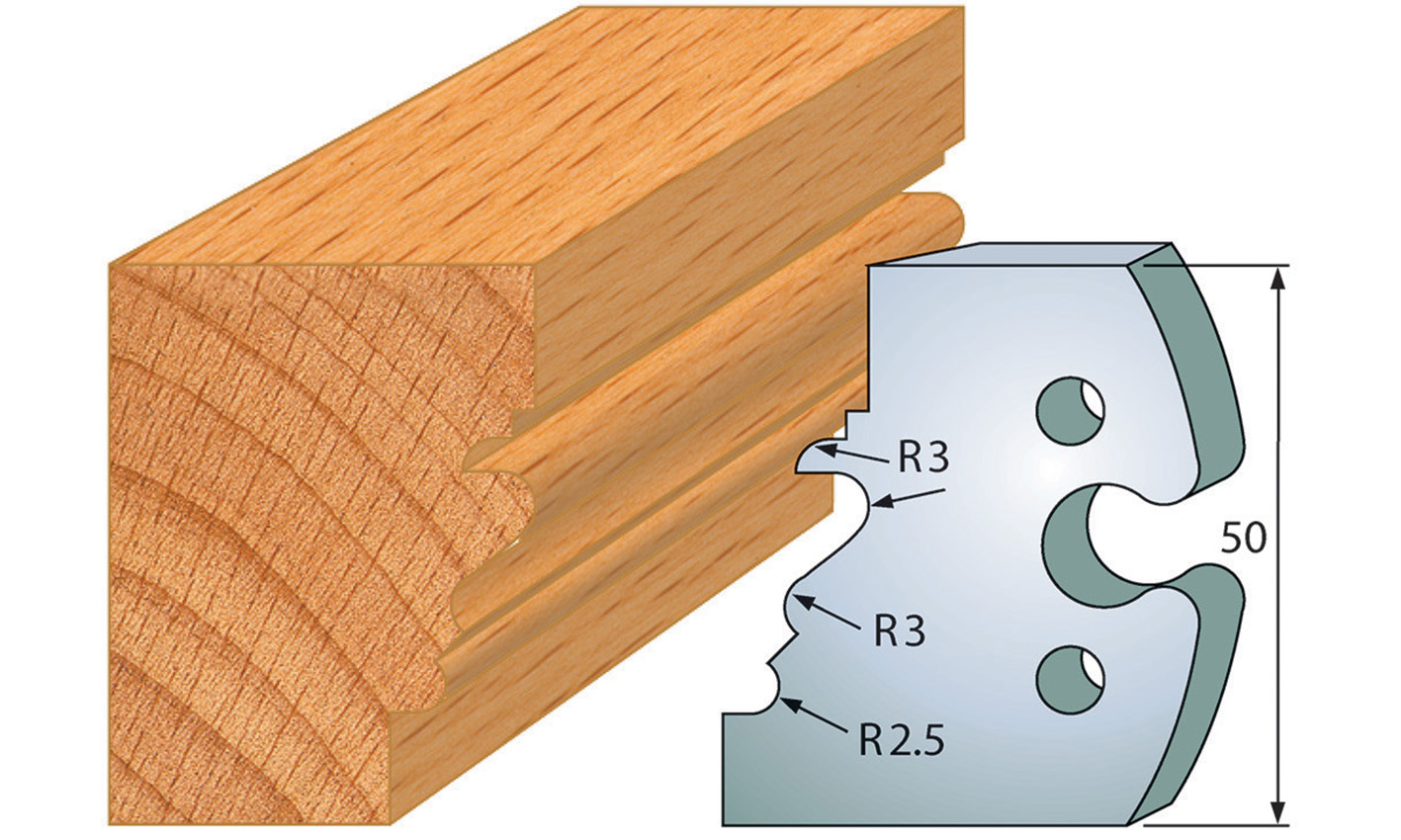 Frees- en keermessen voor universeel freeskoppen 50x5,5 mm Type: M213