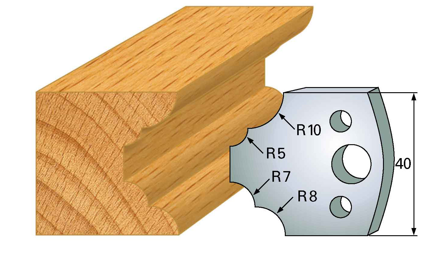 Frees- en keermessen voor universeel freeskoppen 40x4 mm Type: M22