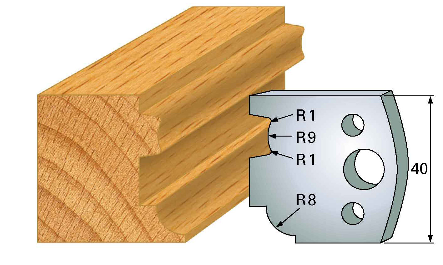 Frees- en keermessen voor universeel freeskoppen 40x4 mm Type: M26