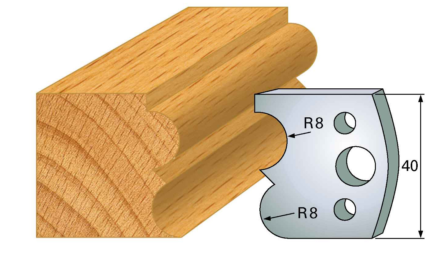 Frees- en keermessen voor universeel freeskoppen 40x4 mm Type: M28