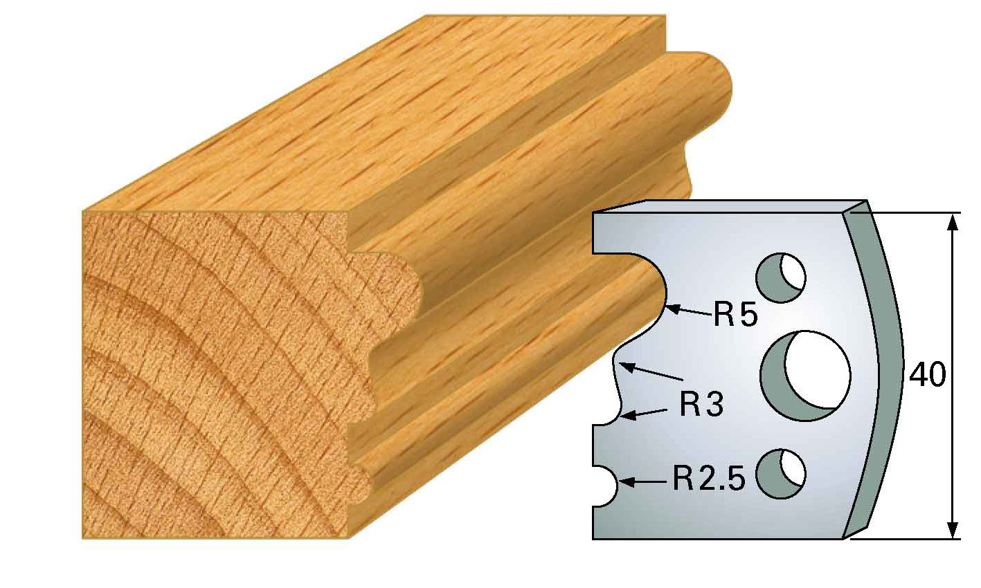 Frees- en keermessen voor universeel freeskoppen 40x4 mm Type: M33