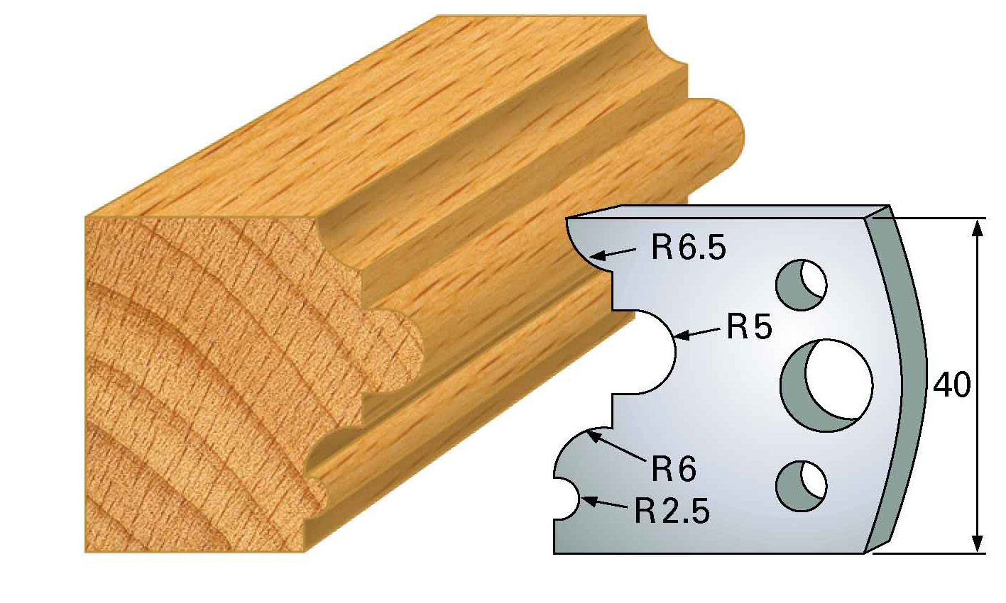 Frees- en keermessen voor universeel freeskoppen 40x4 mm Type: M36