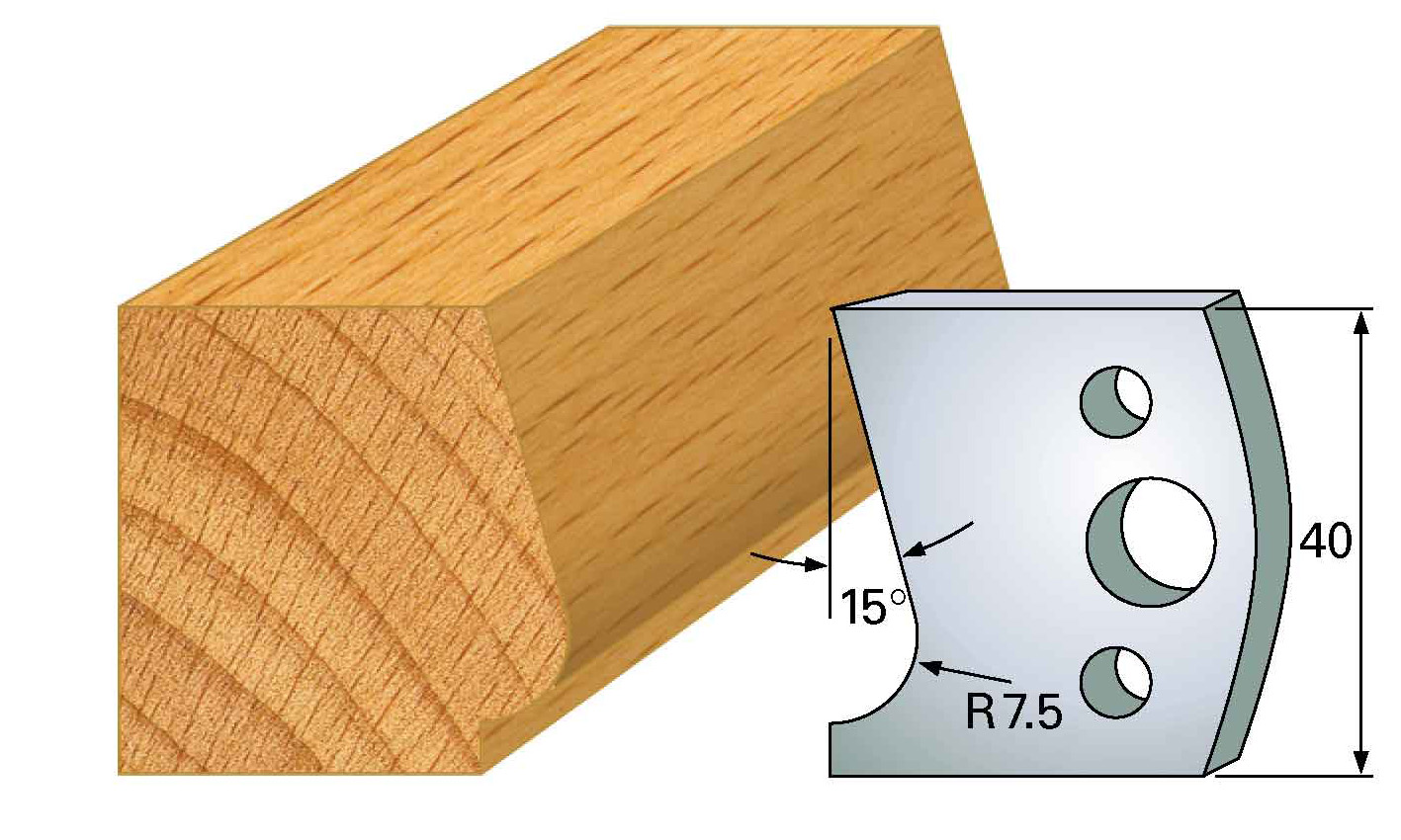 Frees- en keermessen voor universeel freeskoppen 40x4 mm Type: M38