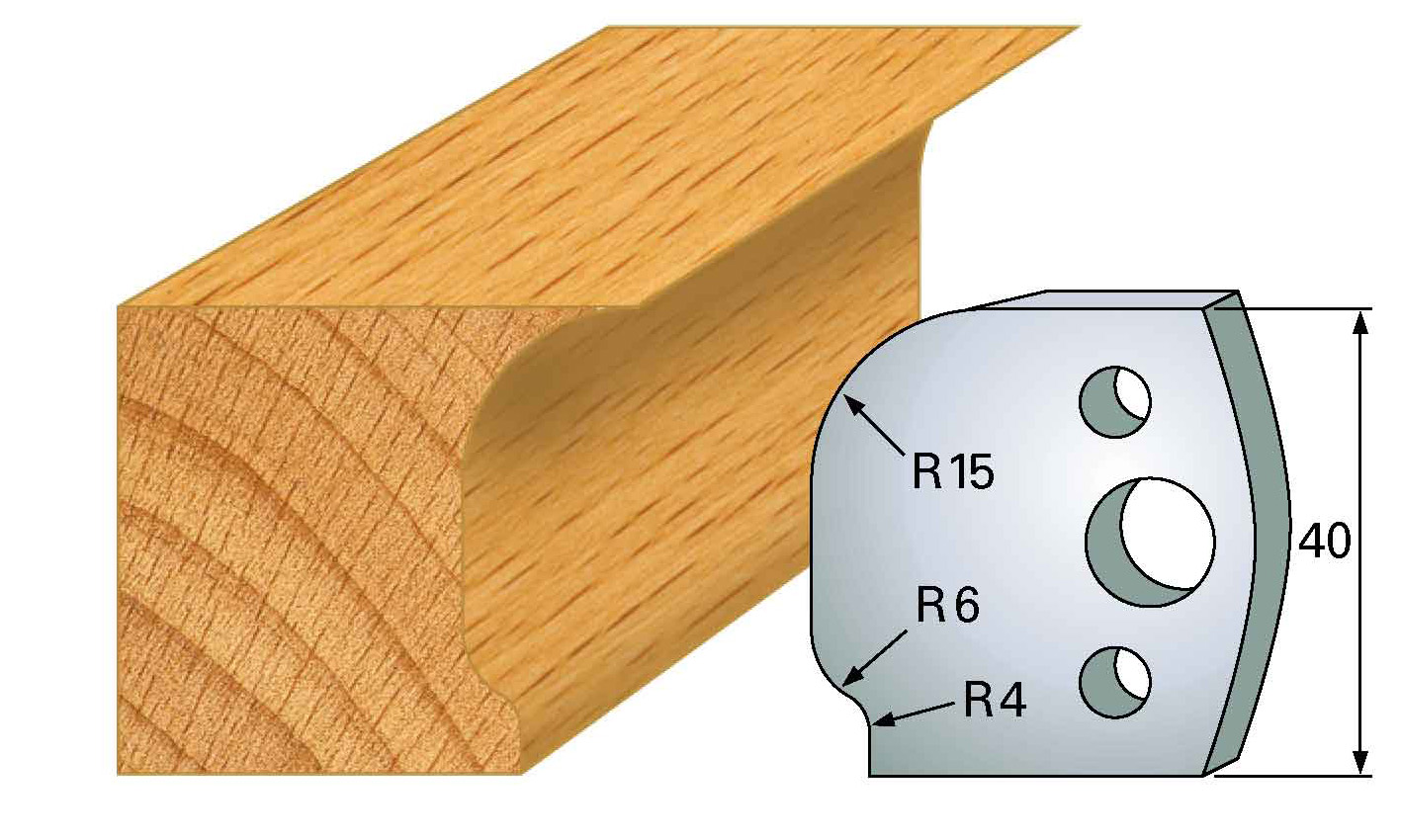 Frees- en keermessen voor universeel freeskoppen 40x4 mm Type: M47