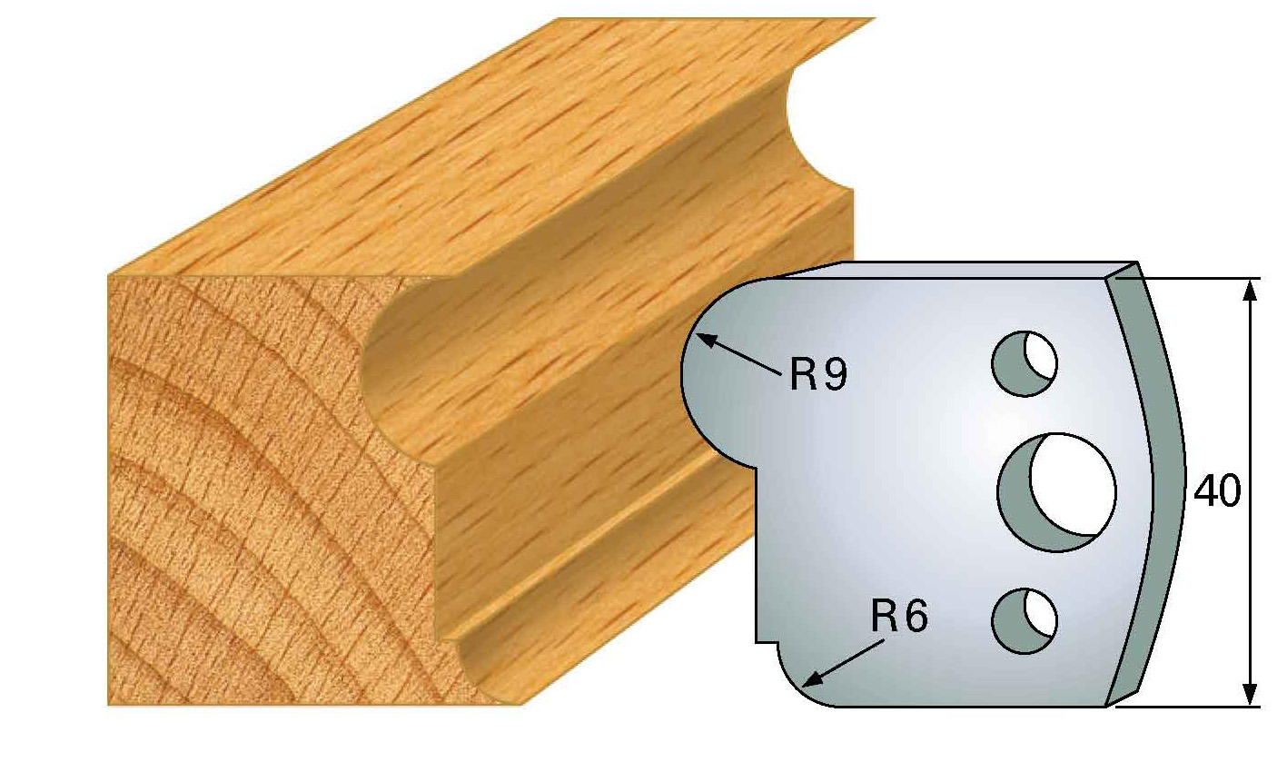 Frees- en keermessen voor universeel freeskoppen 40x4 mm Type: M55