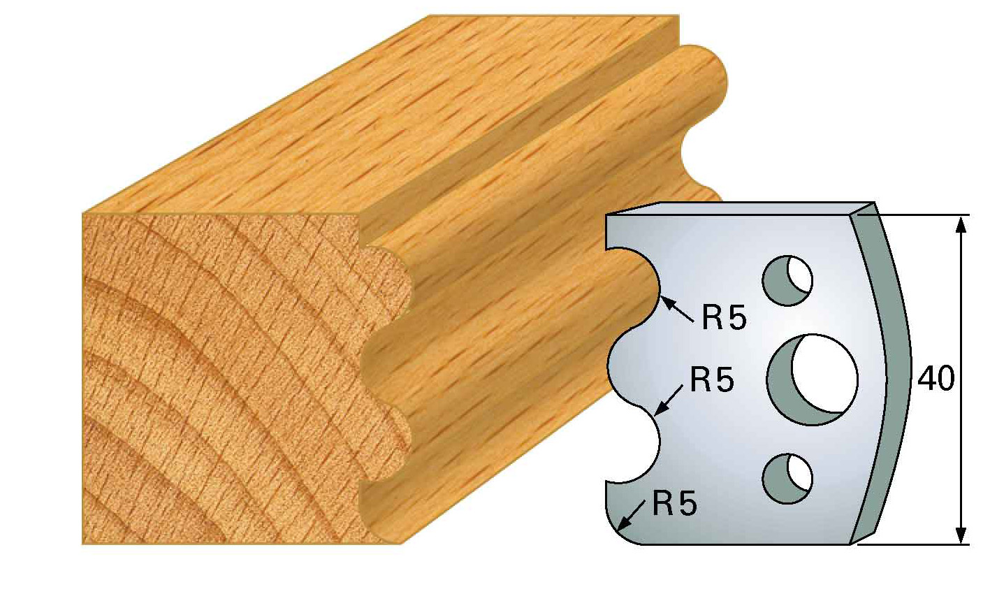 Frees- en keermessen voor universeel freeskoppen 40x4 mm Type: M6