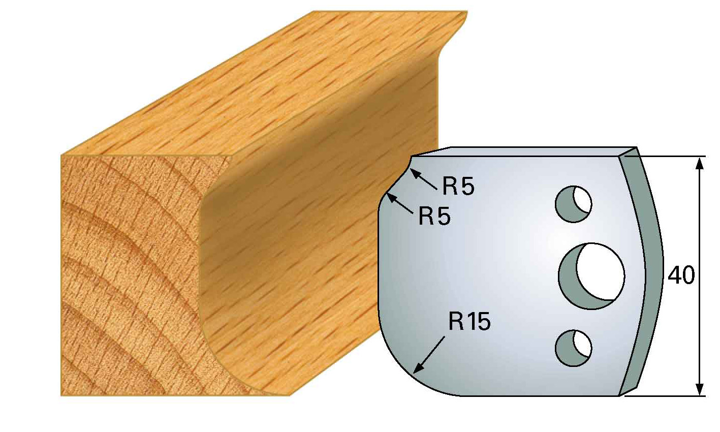 Frees- en keermessen voor universeel freeskoppen 40x4 mm Type: M60