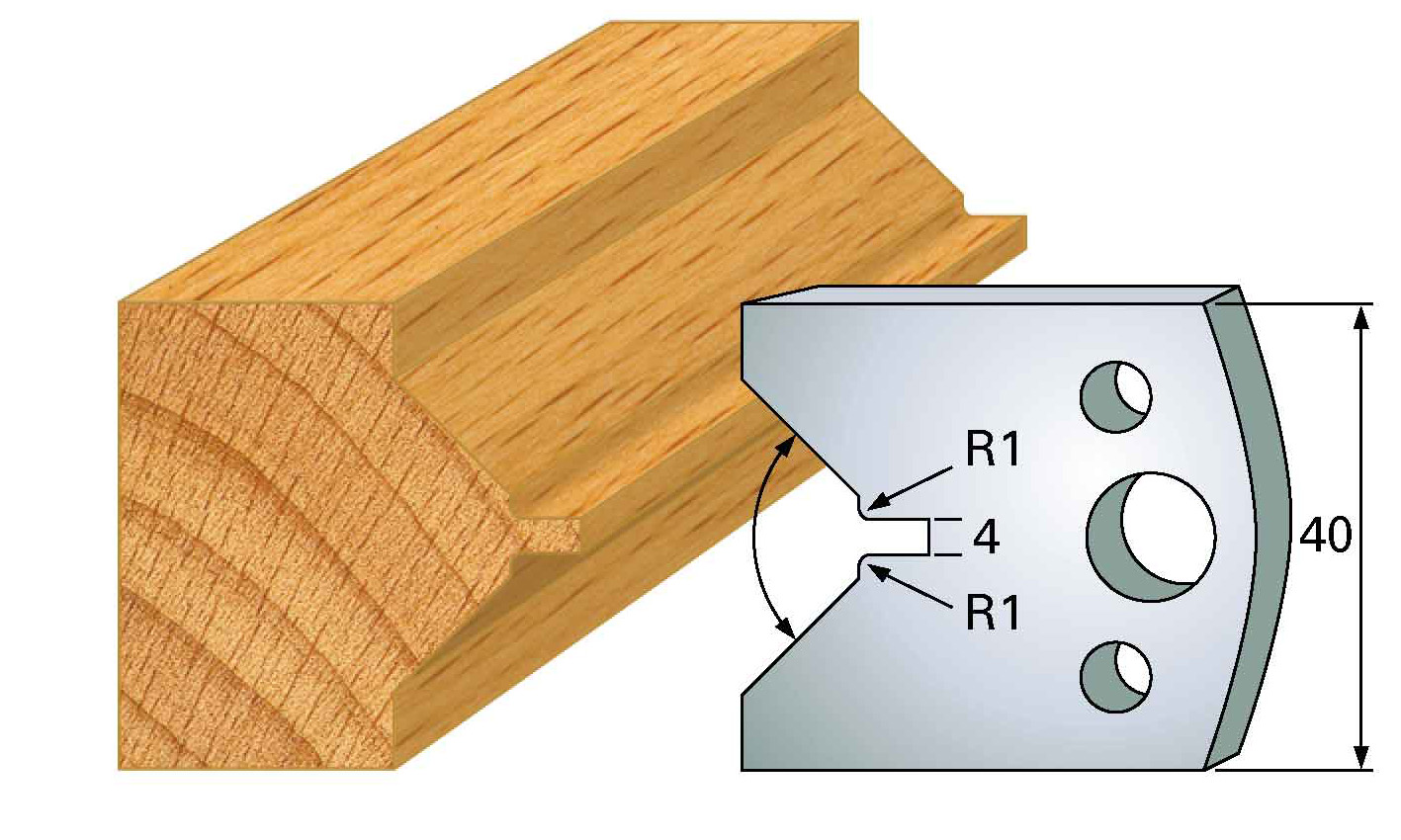 Frees- en keermessen voor universeel freeskoppen 40x4 mm Type: M72