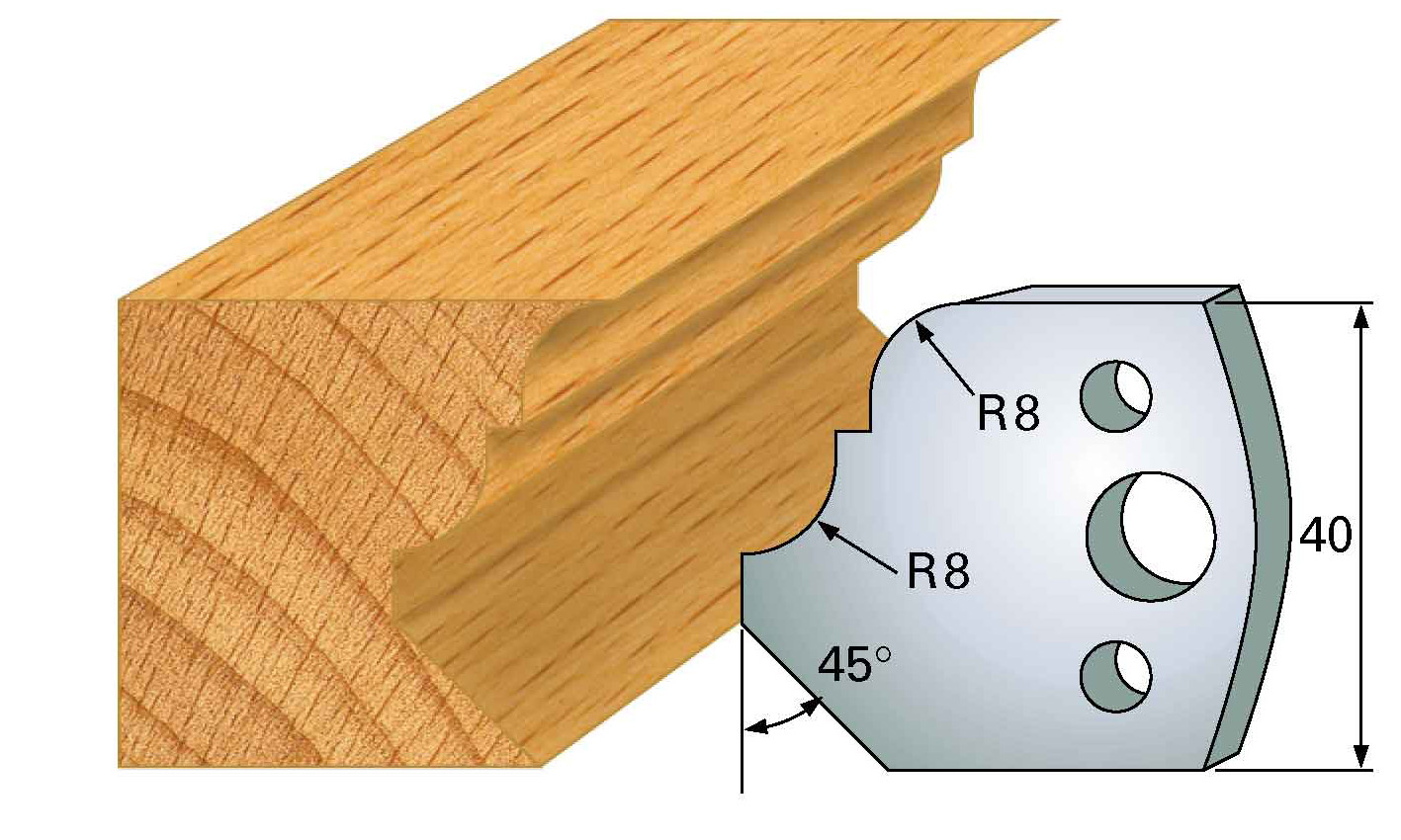 Frees- en keermessen voor universeel freeskoppen 40x4 mm Type: M73