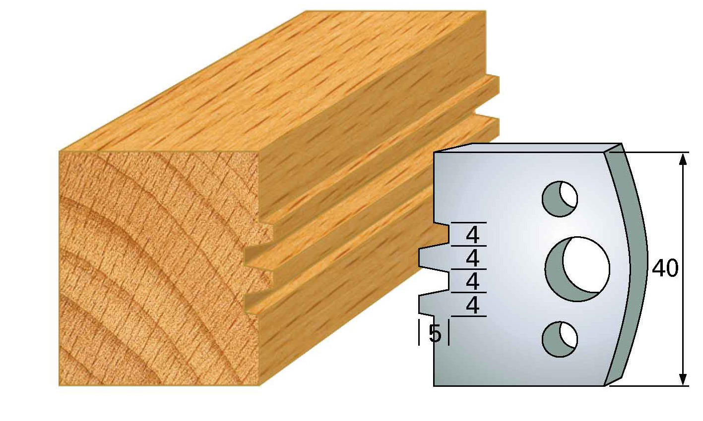 Frees- en keermessen voor universeel freeskoppen 40x4 mm Type: M75