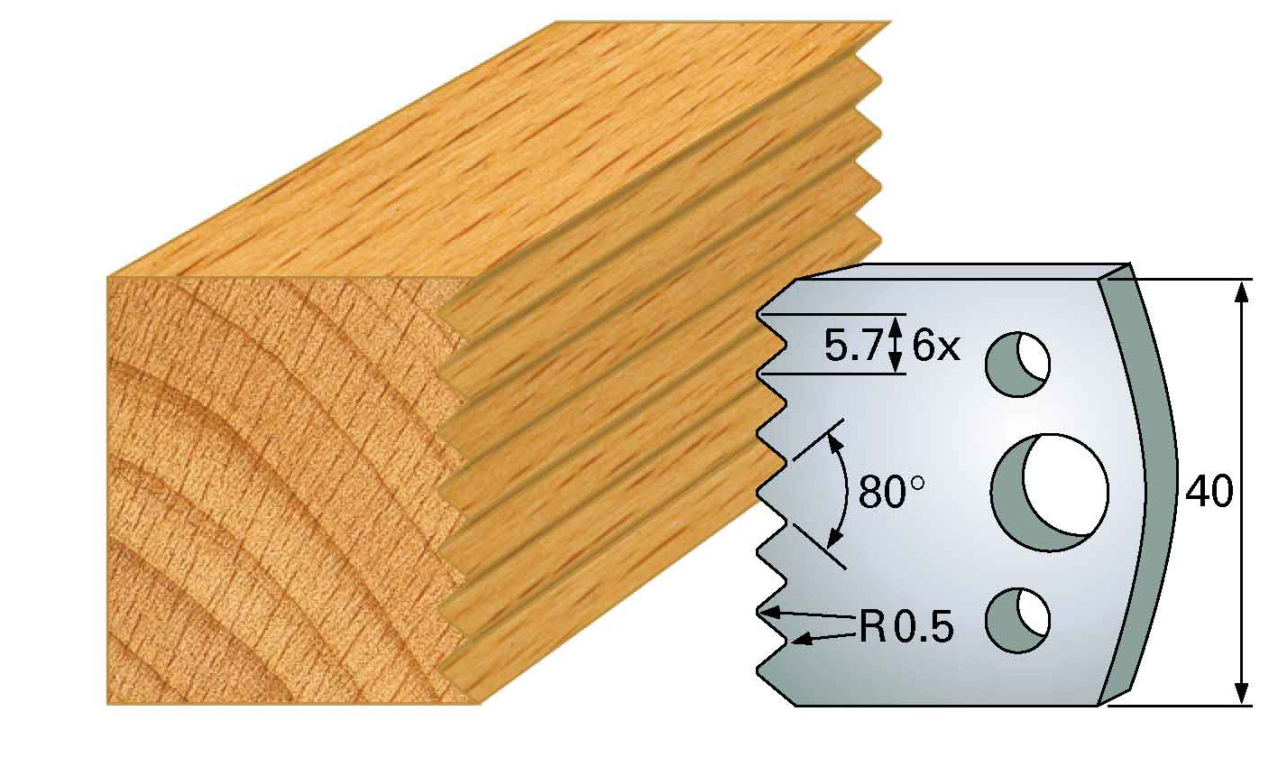 Frees- en keermessen voor universeel freeskoppen 40x4 mm Type: M77