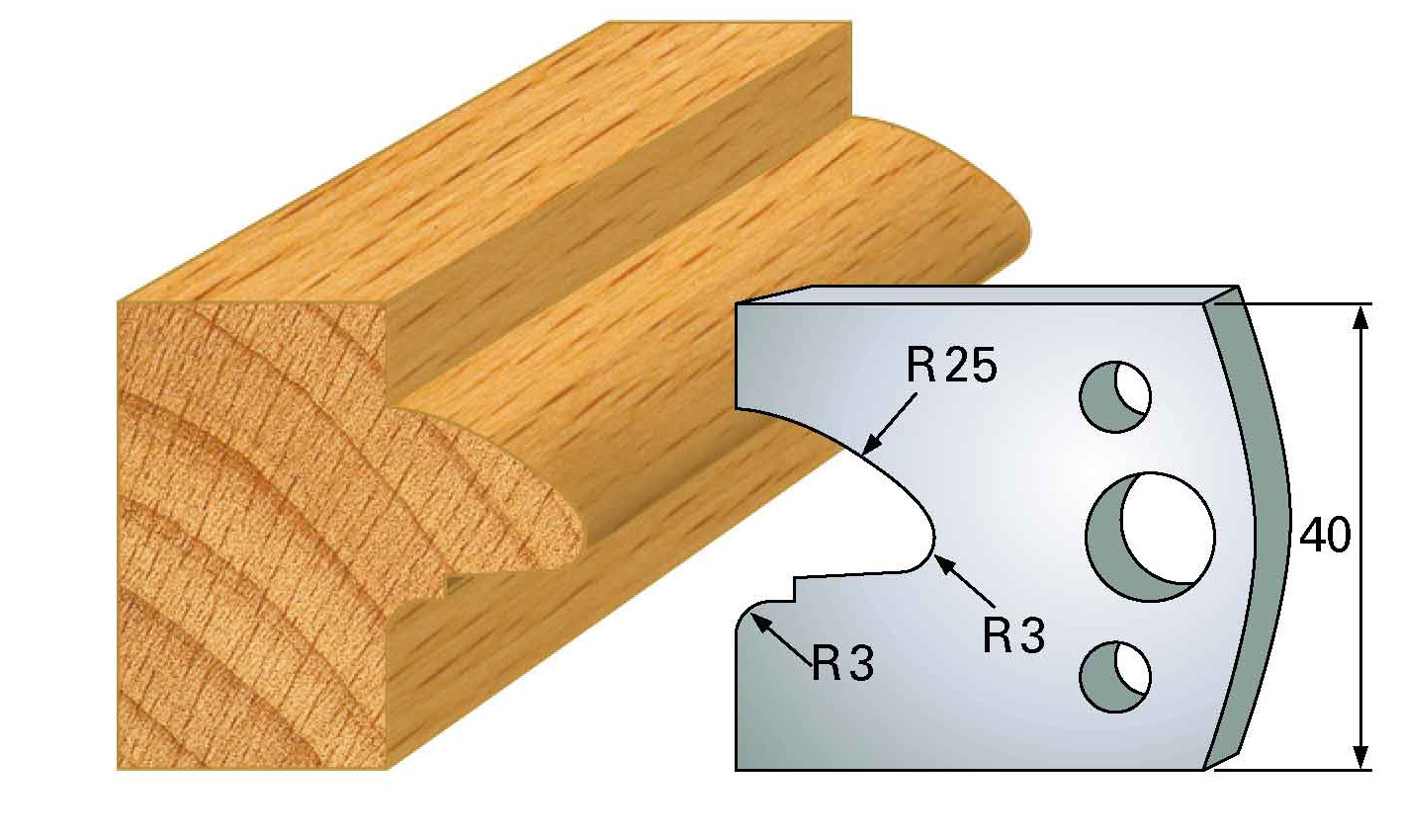 Frees- en keermessen voor universeel freeskoppen 40x4 mm Type: M78