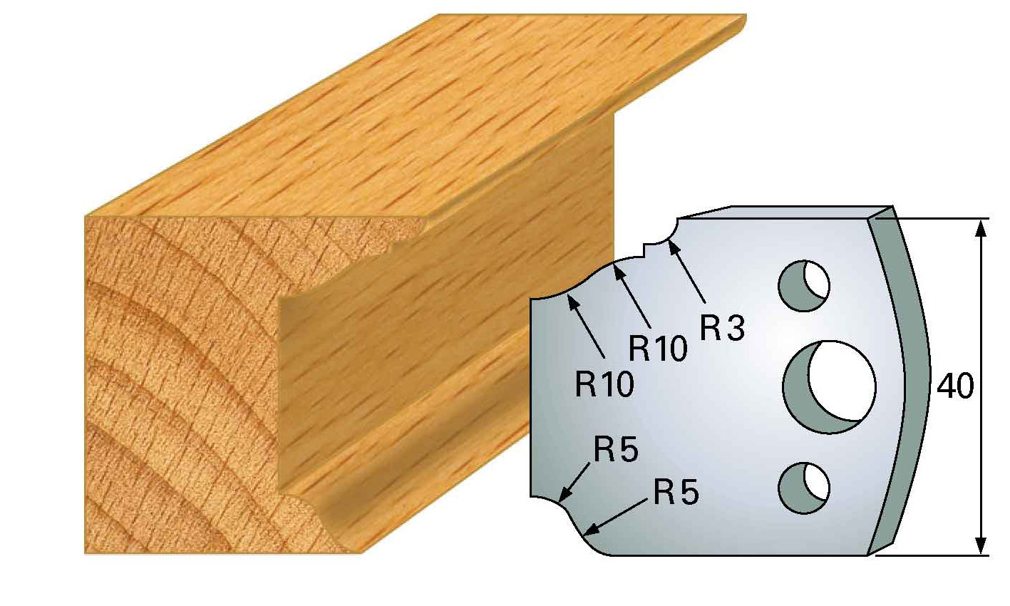 Frees- en keermessen voor universeel freeskoppen 40x4 mm Type: M79