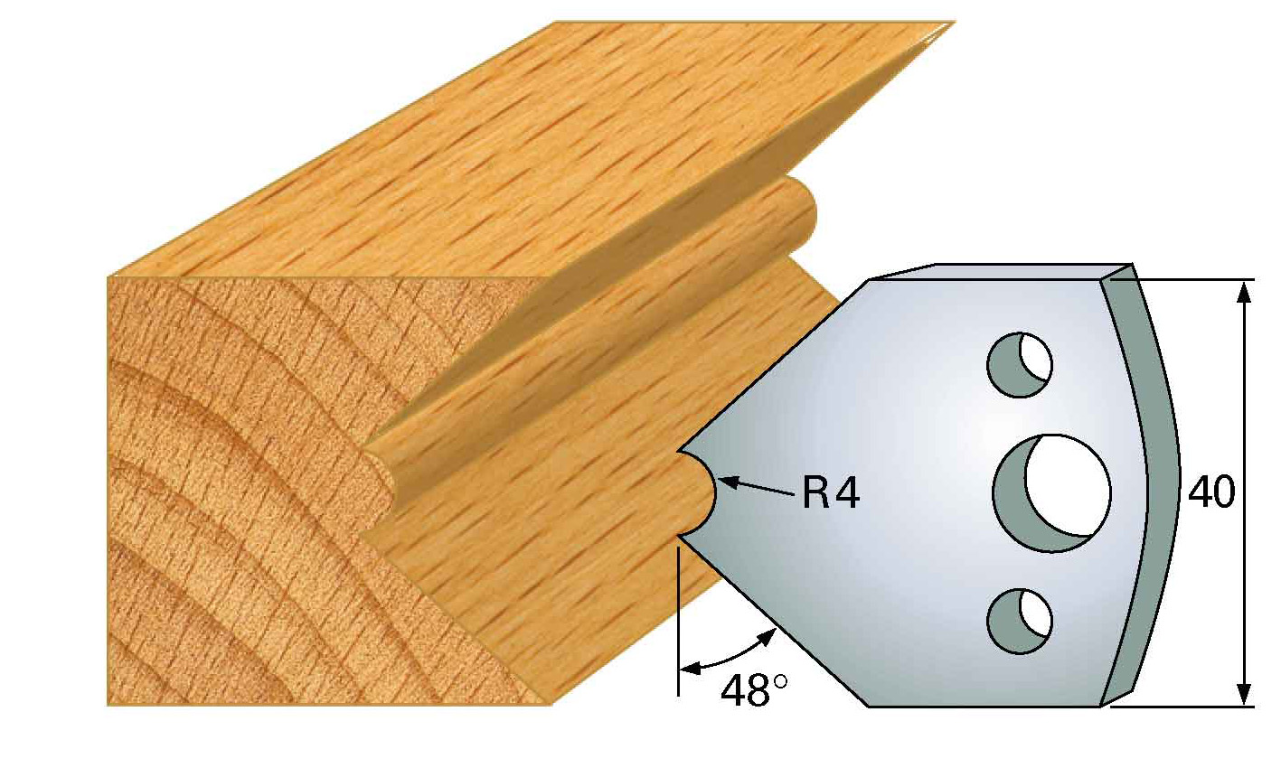 Frees- en keermessen voor universeel freeskoppen 40x4 mm Type: M80