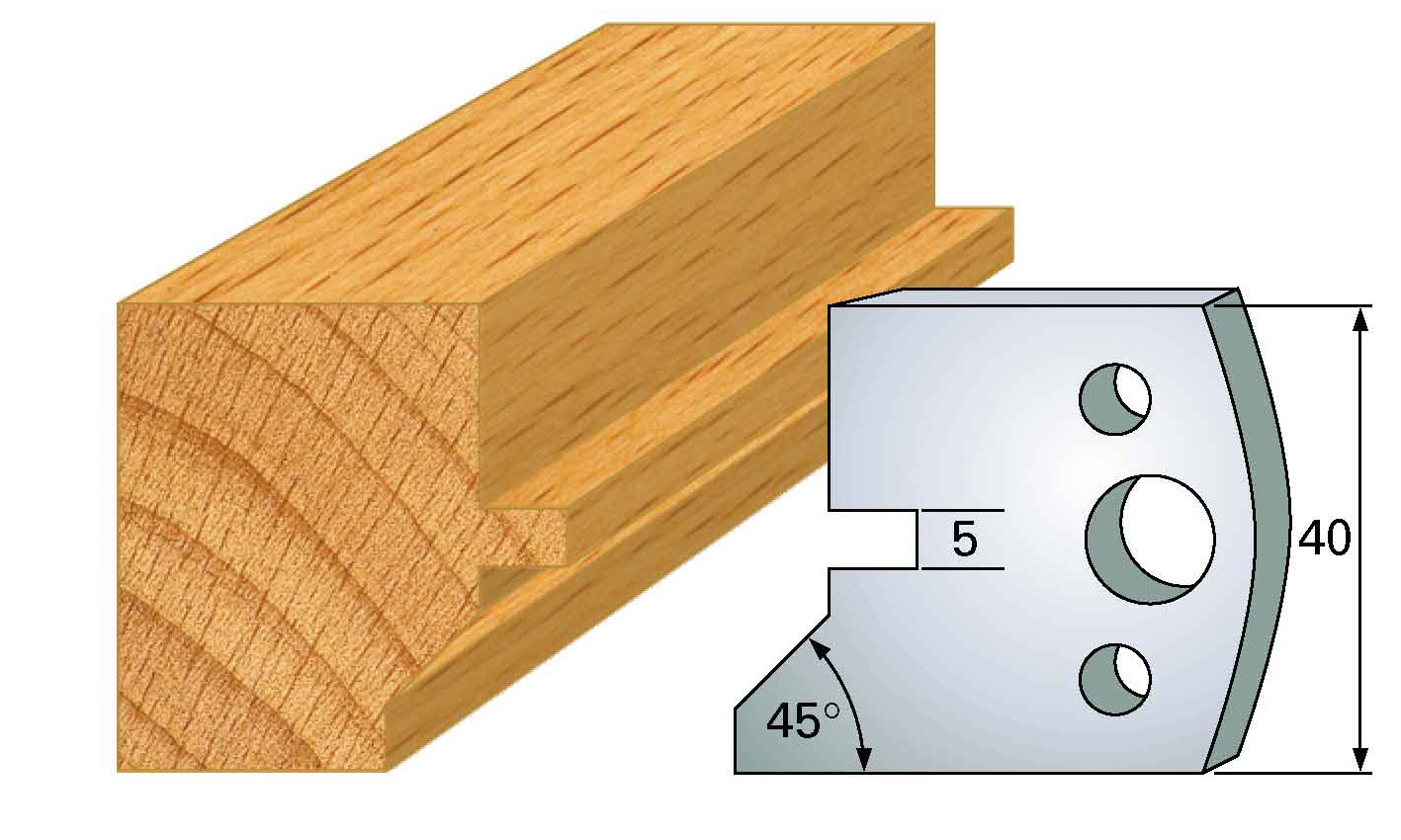 Frees- en keermessen voor universeel freeskoppen 40x4 mm Type: M83