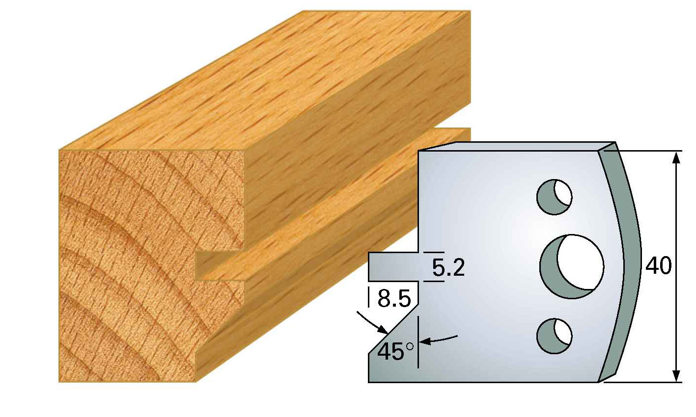 Frees- en keermessen voor universeel freeskoppen 40x4 mm Type: M84