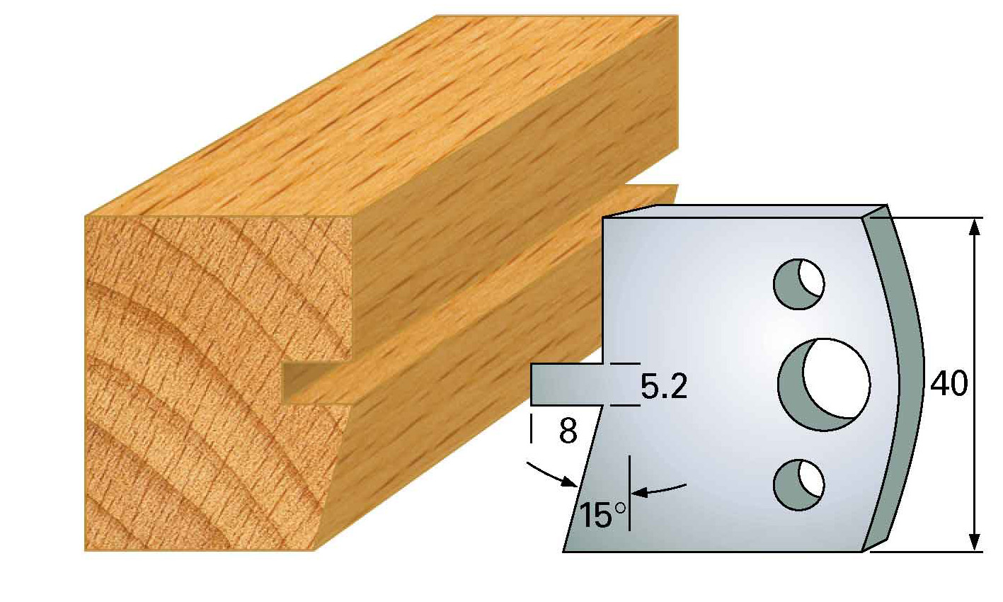 Frees- en keermessen voor universeel freeskoppen 40x4 mm Type: M86