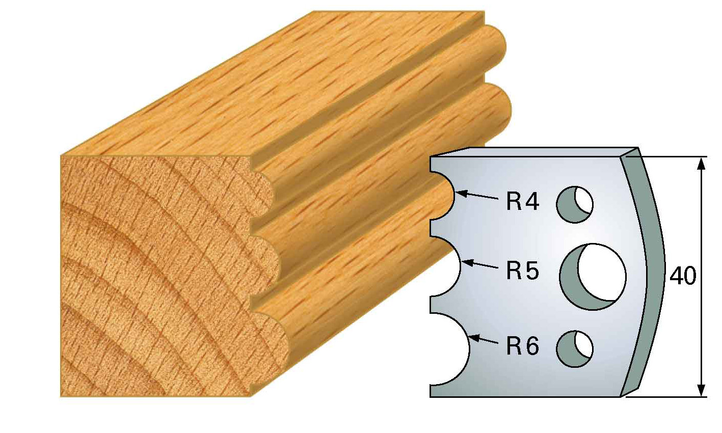 Frees- en keermessen voor universeel freeskoppen 40x4 mm Type: M90