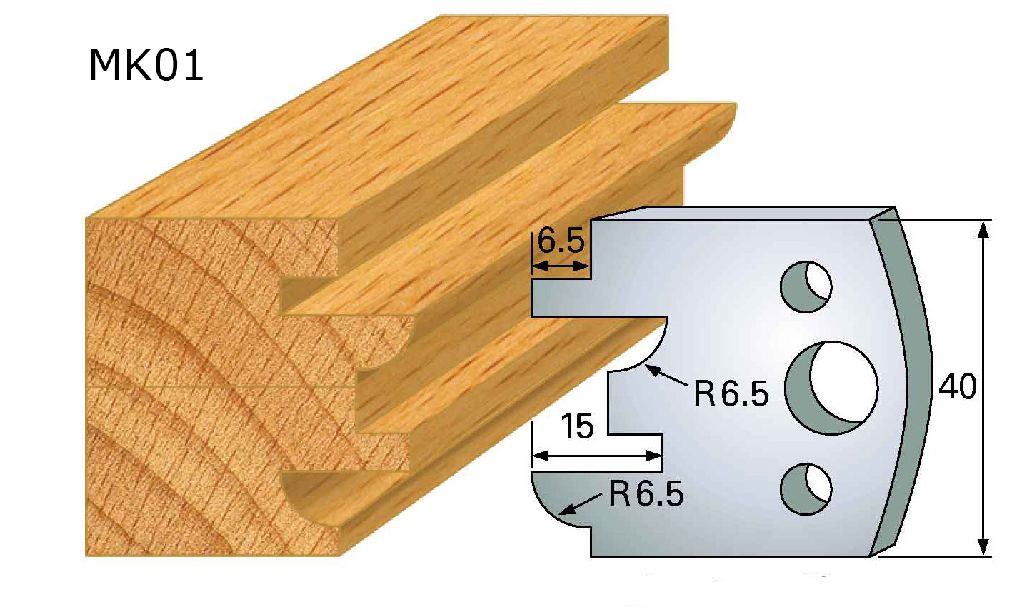 Frees- en keermessen voor universeel freeskoppen 40x4 mm Type: M96