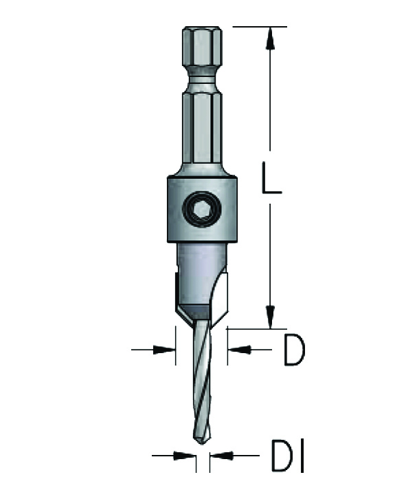 B2060H HM Verzinkboor 90° Hex Met in diepte verstelbare HSS boor