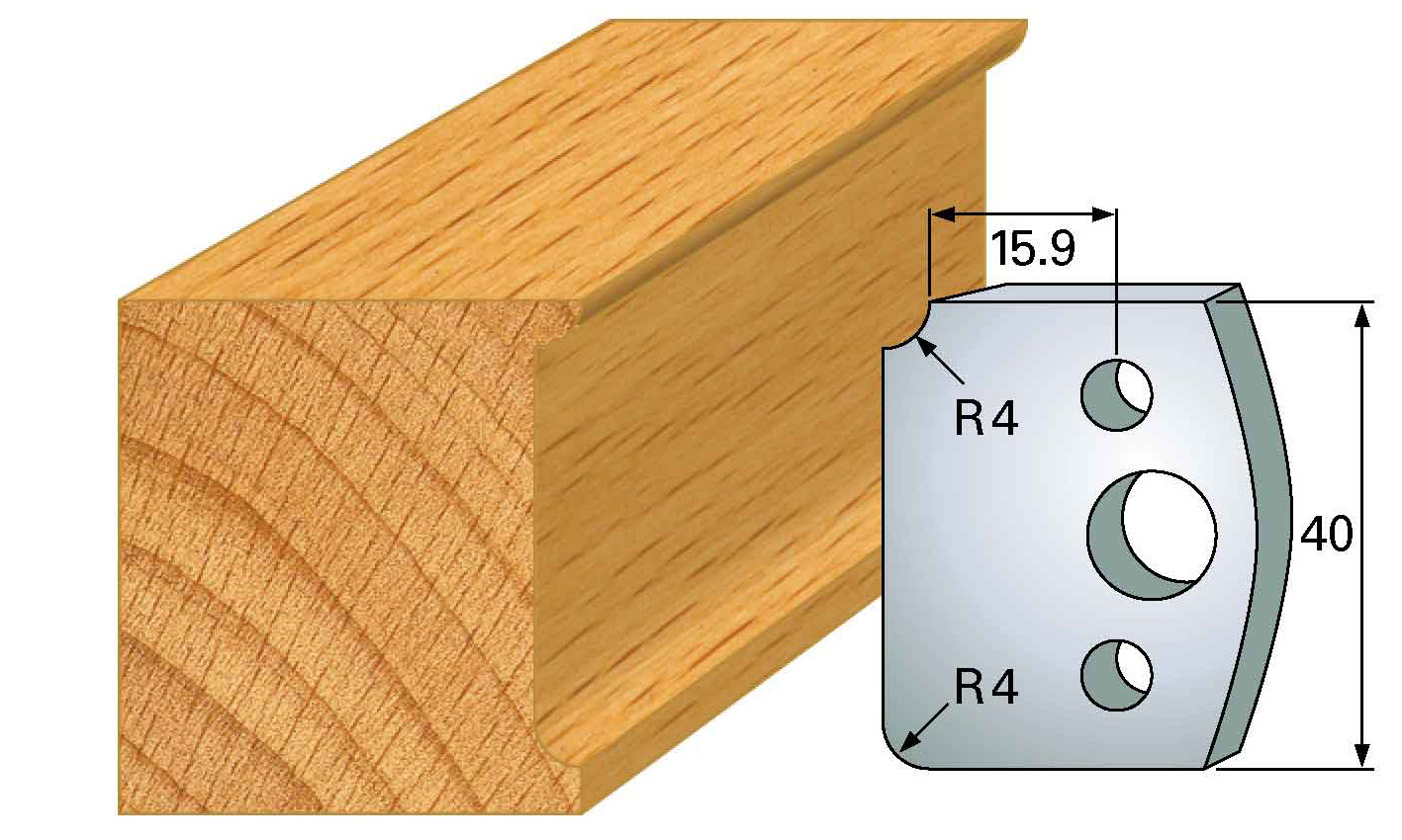 M171 Frees- en keermessen voor universeel freeskoppen 40x4 mm Type: M171 Standaard uitgevoerd in SP staal.