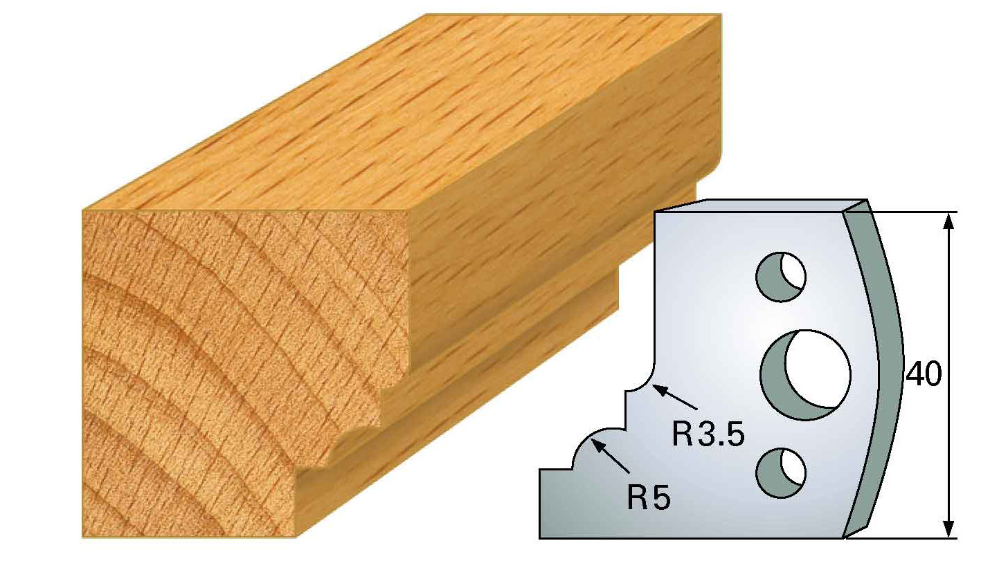 M20 Frees- en keermessen voor universeel freeskoppen 40x4 mm Type: M20 Standaard uitgevoerd in SP staal.