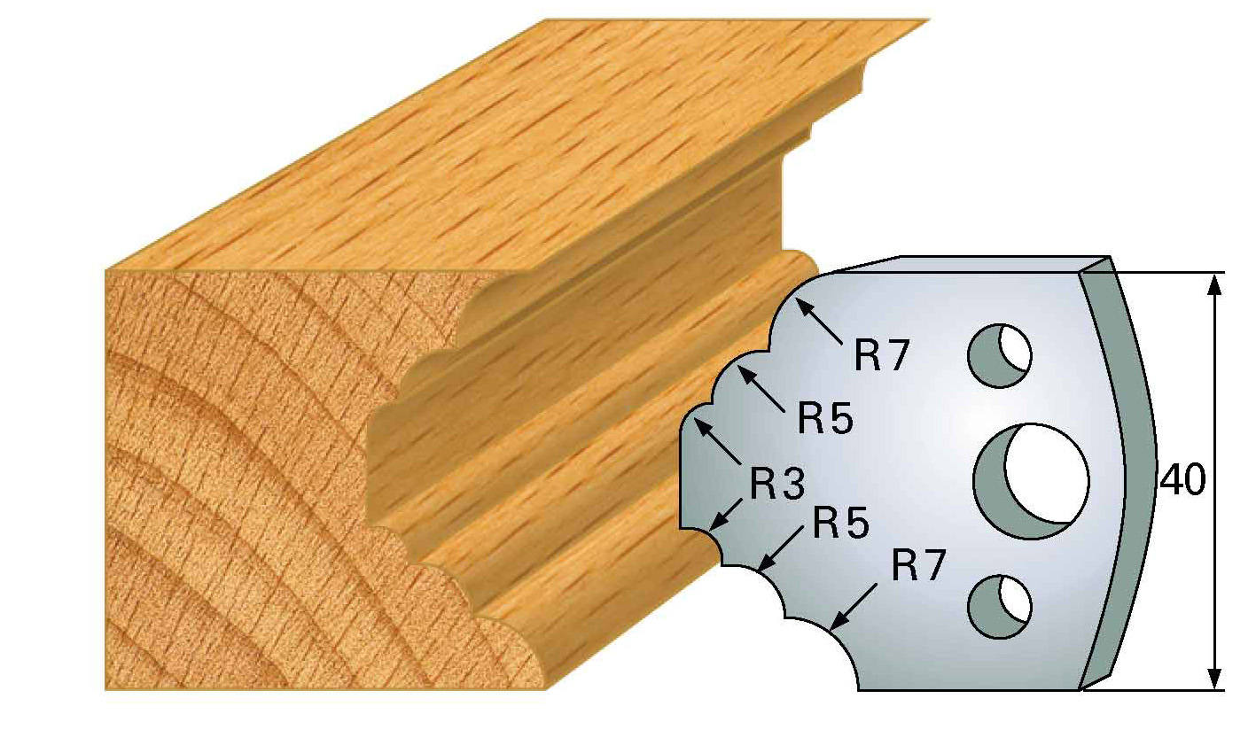 M21 Frees- en keermessen voor universeel freeskoppen 40x4 mm Type: M21 Standaard uitgevoerd in SP staal.