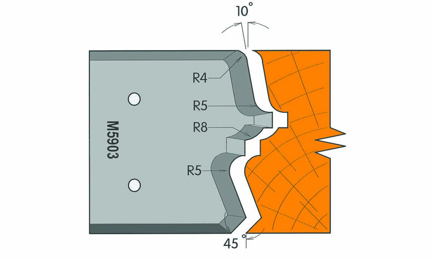 M5903 Frees- en keermessen voor universeel freeskoppen 59/64 x 7,5mm Type: M5903 Standaard uitgevoerd in SP staal.