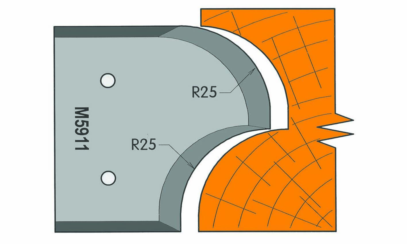 M5911 Frees- en keermessen voor universeel freeskoppen 59/64 x 7,5mm Type: M5911 Standaard uitgevoerd in SP staal.