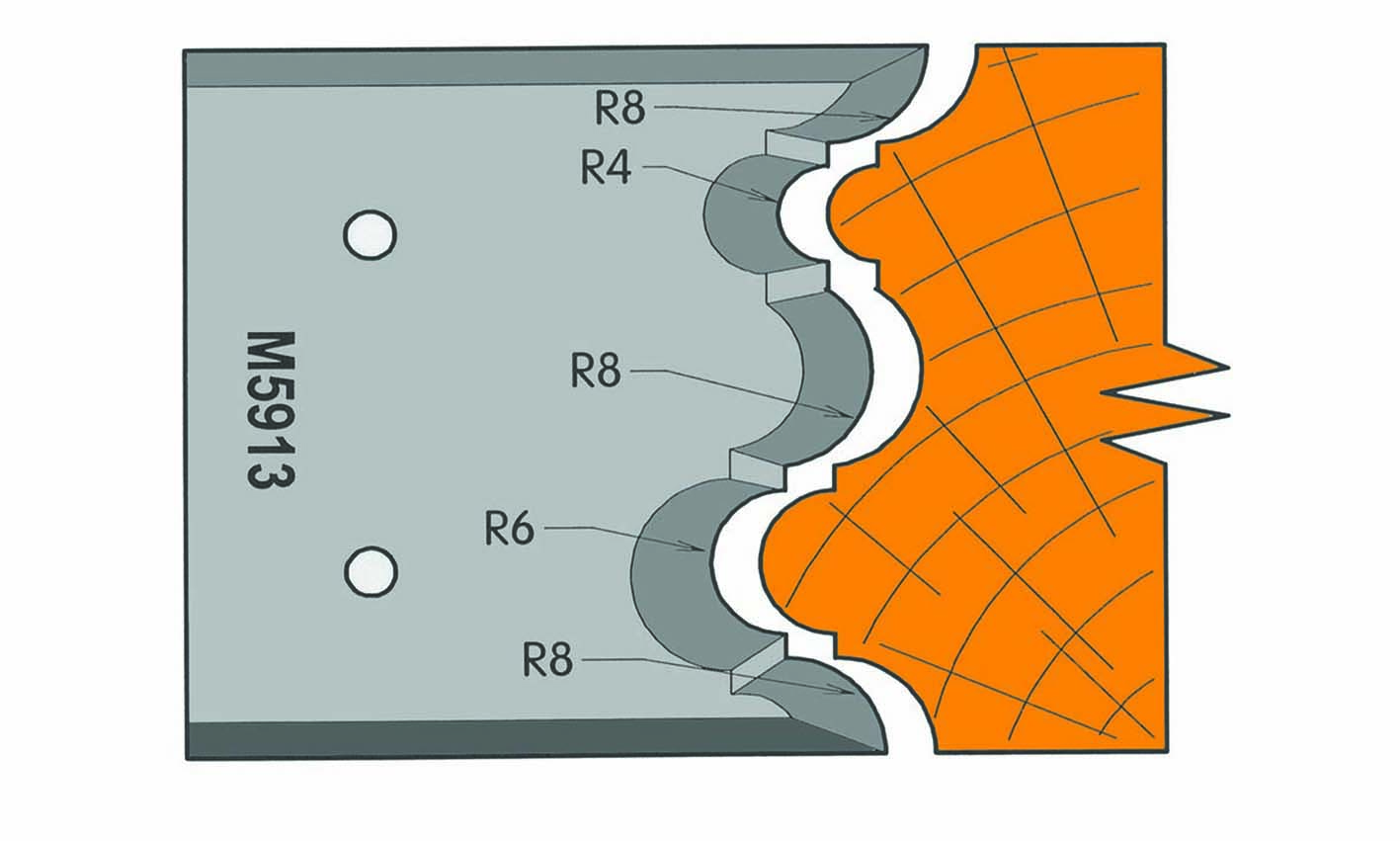 M5913 Frees- en keermessen voor universeel freeskoppen 59/64 x 7,5mm Type: M5913 Standaard uitgevoerd in SP staal.