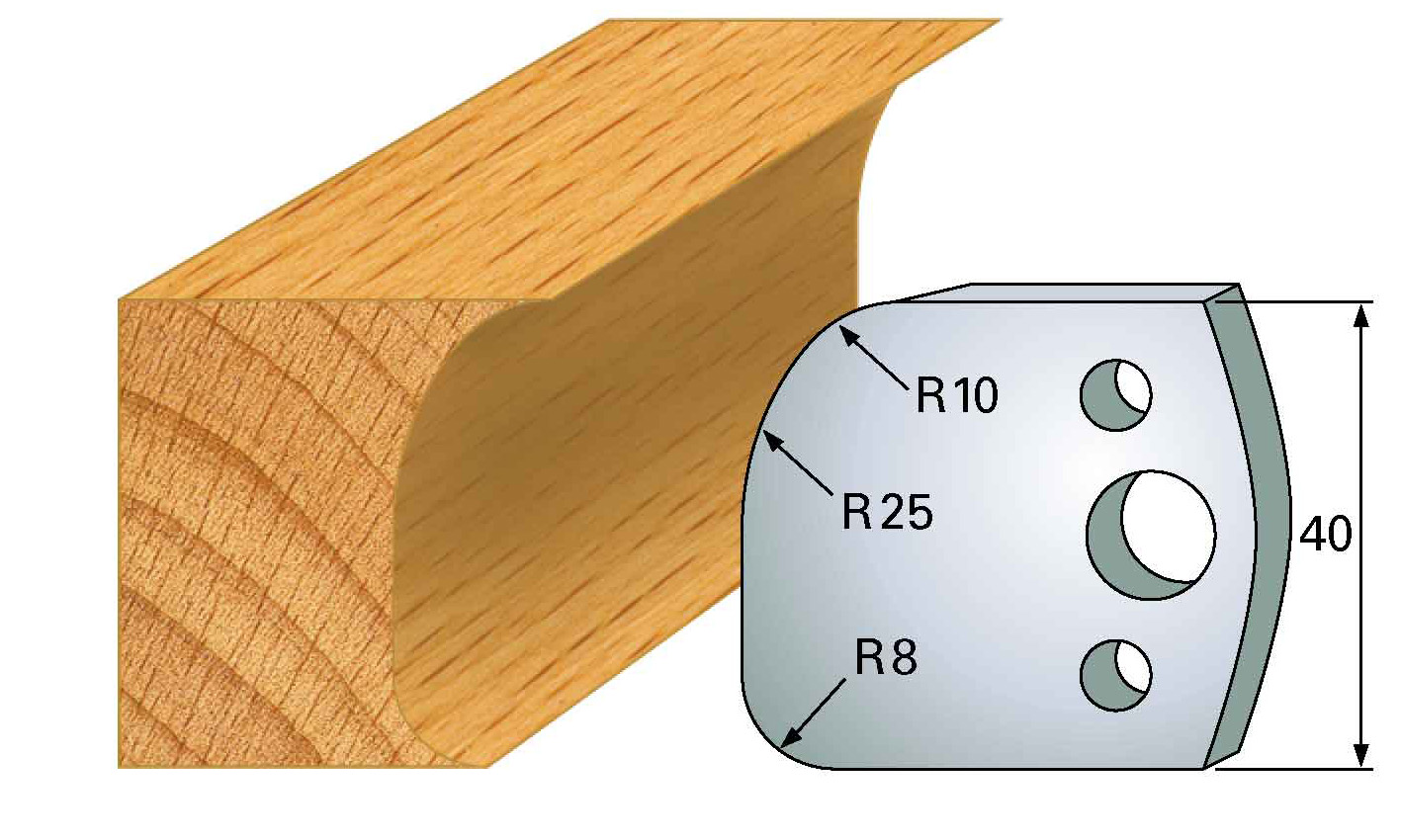 M62 Frees- en keermessen voor universeel freeskoppen 40x4 mm Type: M62 Standaard uitgevoerd in SP staal.