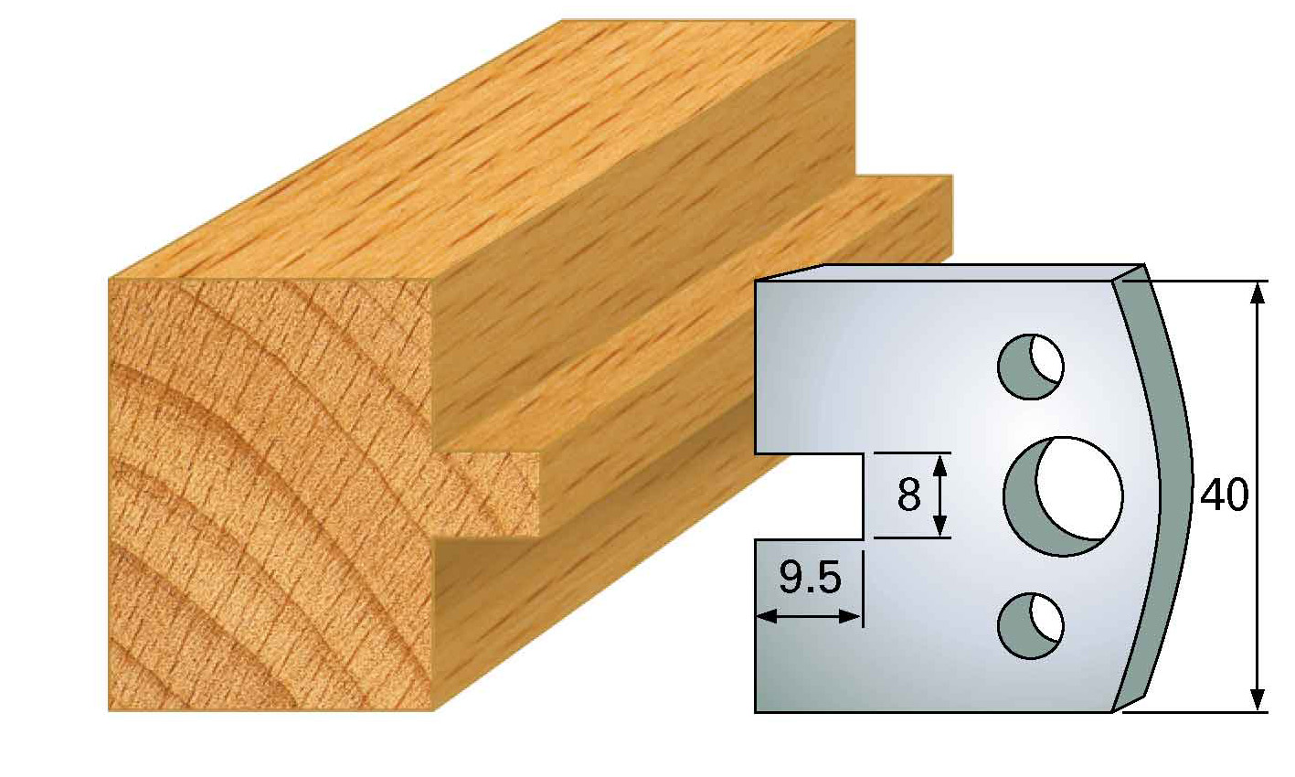 M95 Frees- en keermessen voor universeel freeskoppen 40x4 mm Type: M95 Standaard uitgevoerd in SP staal.